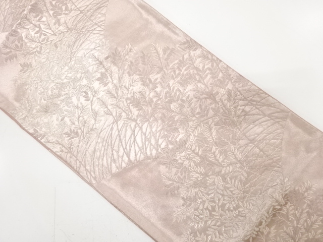 JAPANESE KIMONO / ANTIQUE FUKURO OBI / SILK / WOVEN GRASS SEED